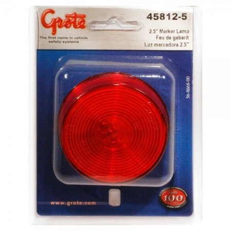 Grote Clr/Mkr- 2.5- Red- Sld- W/Optic Lens- Re Clr/Mkr Lamp, 45812-5 45812-5